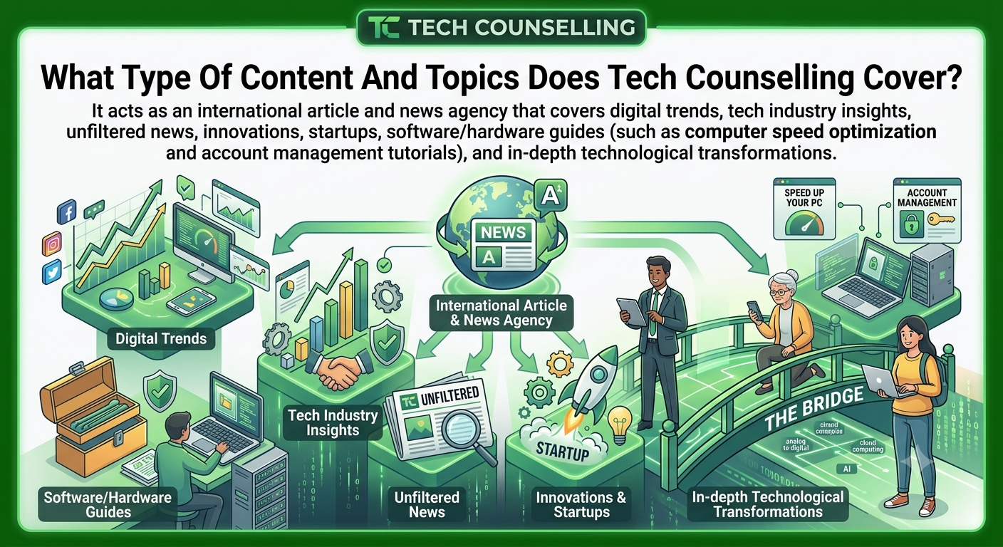 It acts as an international article and news agency that covers digital trends, tech industry insights, unfiltered news, innovations, startups, software/hardware guides (such as computer speed optimization and account management tutorials), and in-depth technological transformations.